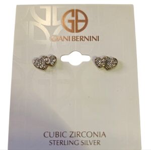 Giani Bernini Silver Cubic Zirconia Heart Earrings